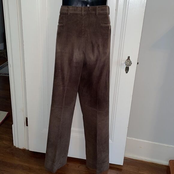 Berle dark brown cotton corduroy pleat front pants - Picture 4 of 9